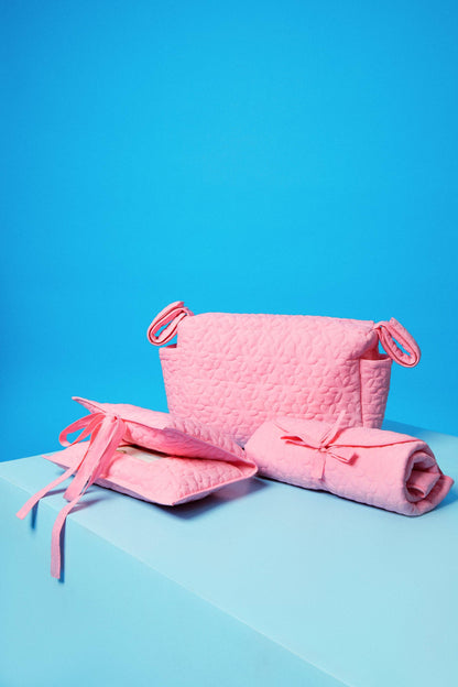Quilted Nylon Diaper and Wipes Pouch Flowers