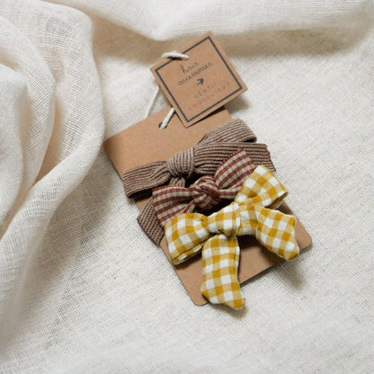 Vichy-yellow-uni taupe hair clip set