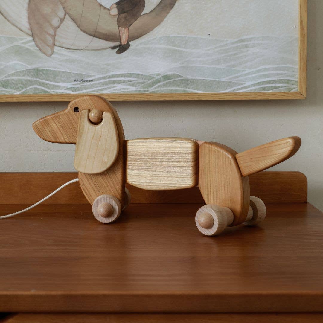 Wooden Dachshund on Wheels - Large Toy Dog