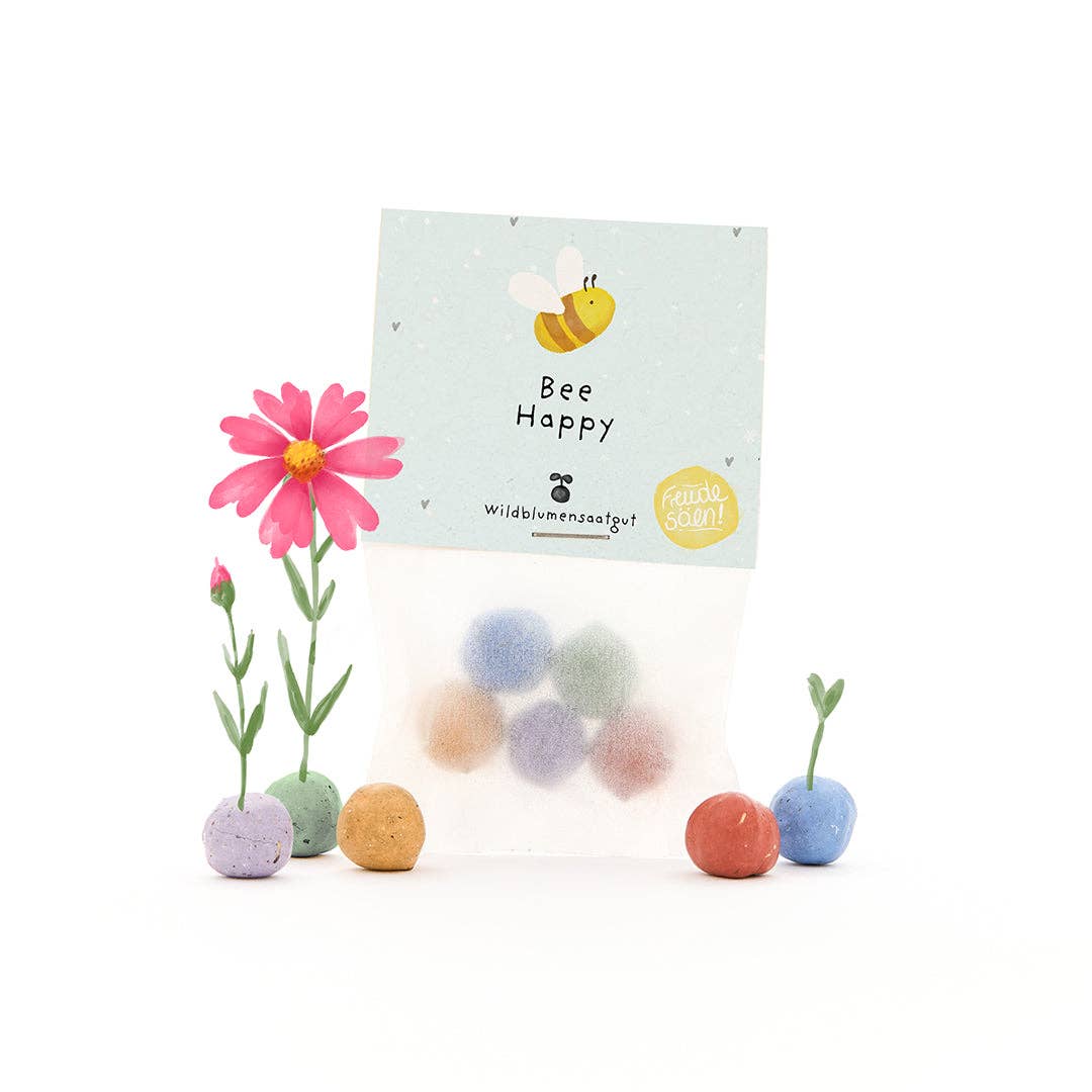“Bee Happy” -5 Flower Marbles in the Bag