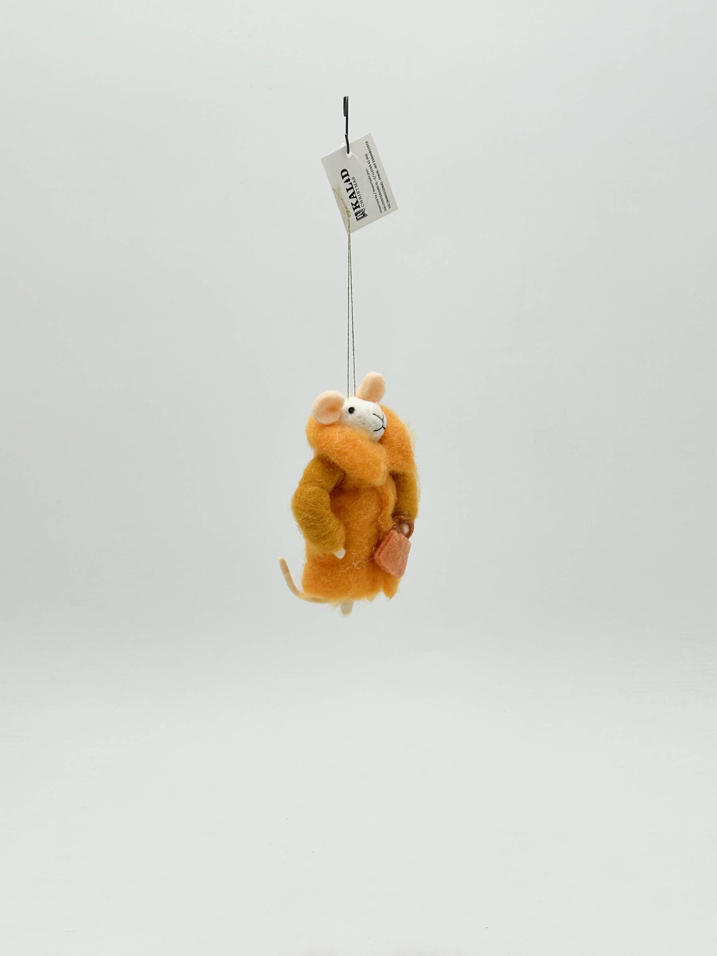 Felt Christmas Mrs Mousse Ornament in Brown Coat