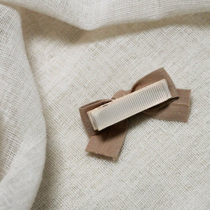 Set vichy-taupe-flowers-plain beige hair clips