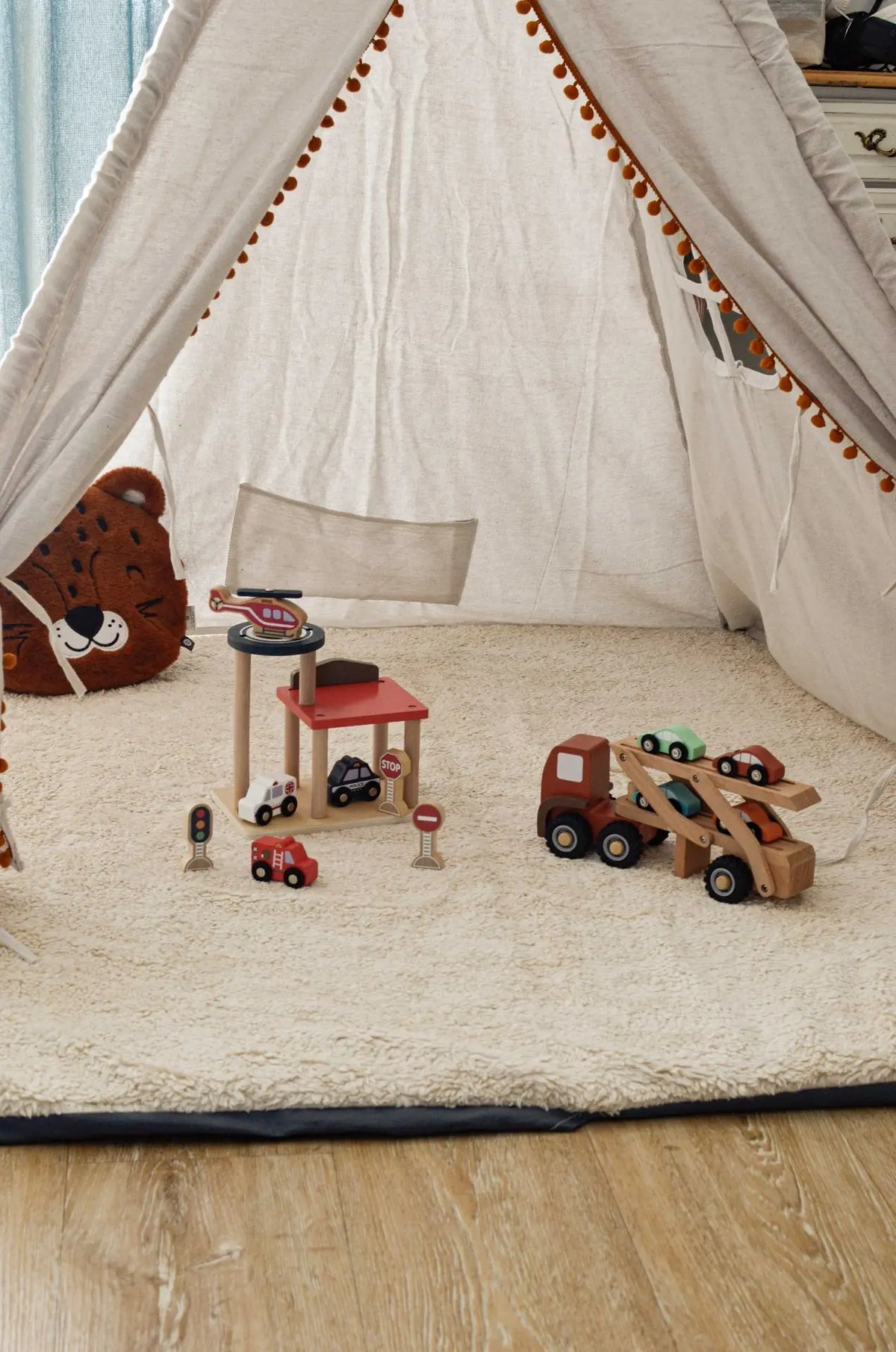 Wooden car transport truck