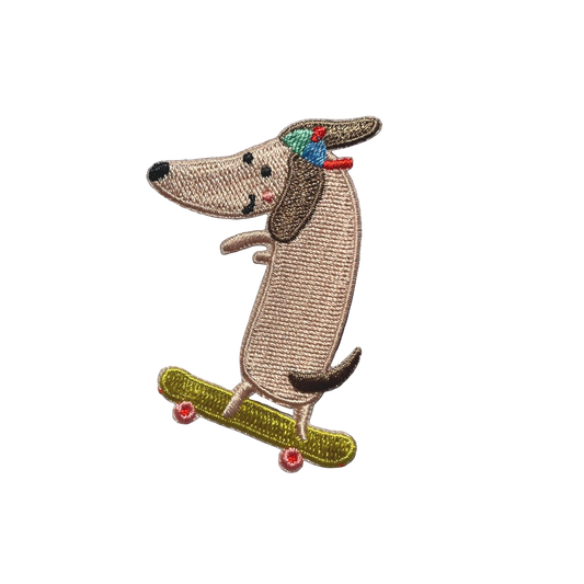 Iron-On Patch Dachshund on Skateboard – Patch for Kids