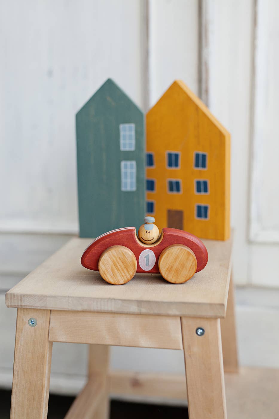 Handmade Wooden Toy, Red Race Car Toy