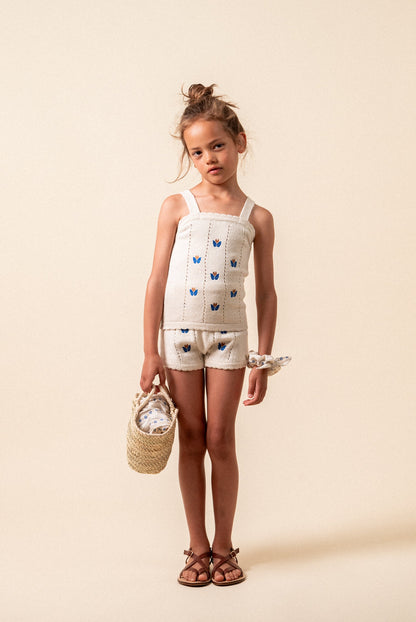 Top punto bordados flor niña