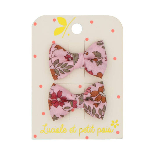 Mini butterfly hair clips - Liberty Capel Floret - Blotting Paper Pink