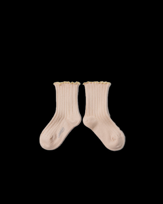 Delphine - Lettuce Trim Ribbed Socks - Sorbet