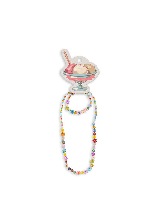 FLOWER FIELD NECKLACE AND BRACELET SET - multi