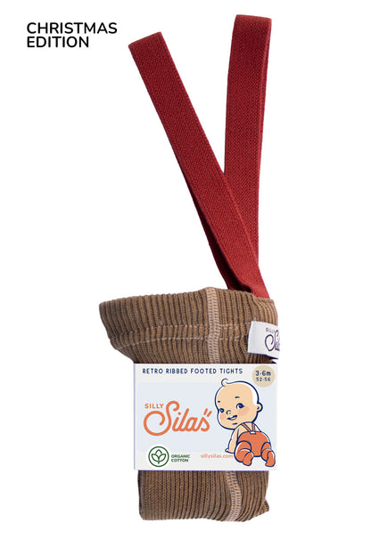 Silly Sillas Footed Tights Acorn Brown x Maple Leaf