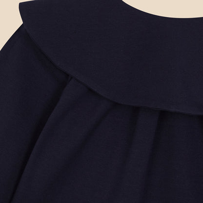 Lapel Collar Blouse Navy Knit