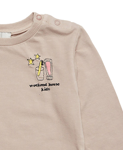 WEEKEND HOUSE KIDS 'THE GOOD NEWS CLUB' Baby Embroidered toothbrush long sleeve t-shirt top