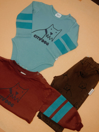 City dog all over canvas baby pants