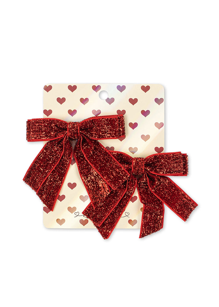 2 Pack Velvet Double Bow Hair Clips