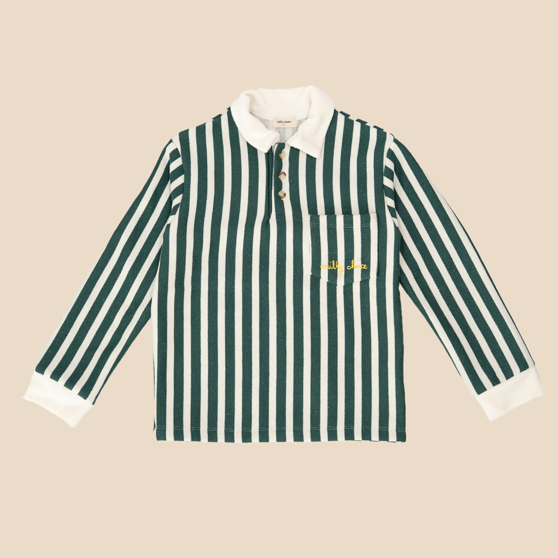 Polo Long Grass Green Stripes